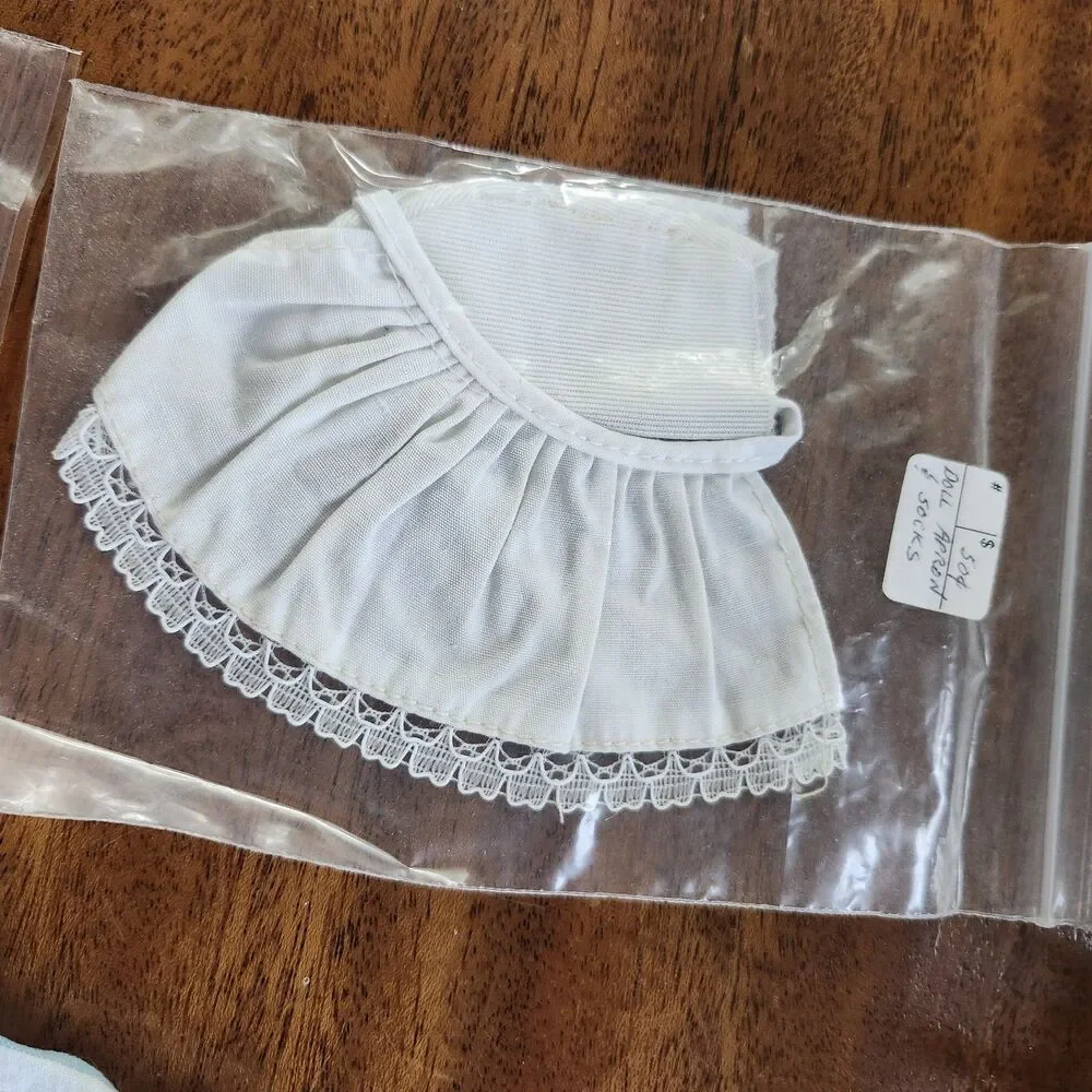Vintage Style Doll Clothes Lot Blue Striped Romper White Panties Apron Socks